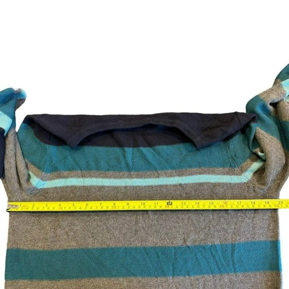 Talbots Blue and Gray Striped Rayon Sweater Sz M Petite - Picture 3 of 5